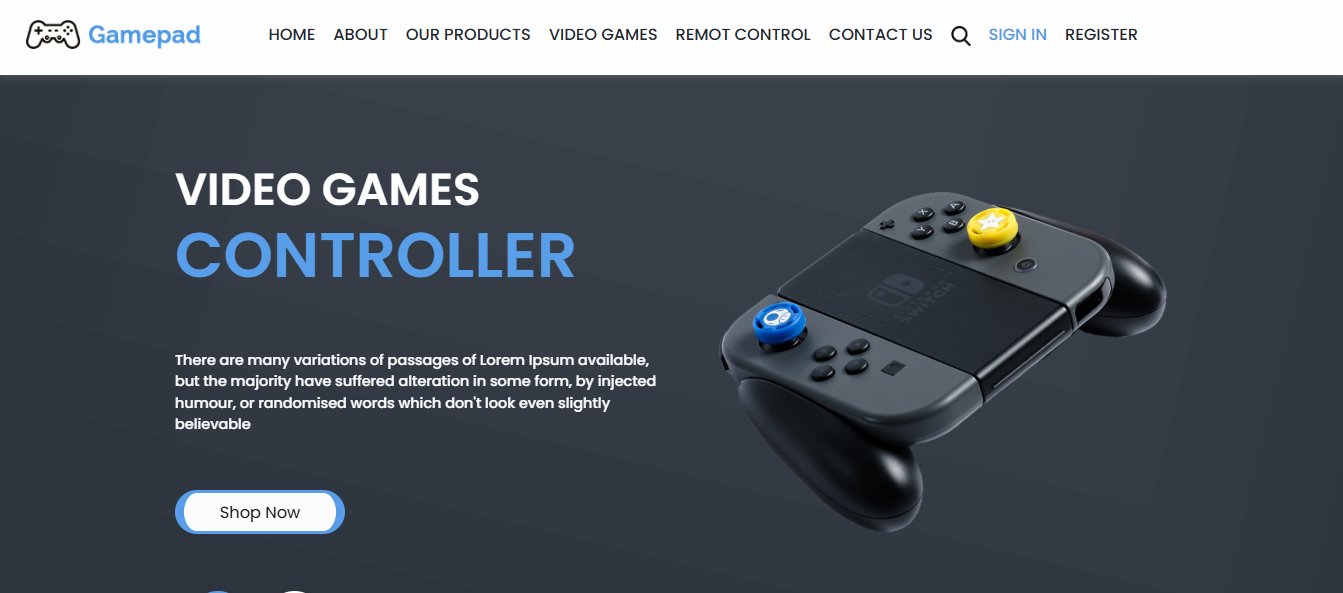 Gamepad Gaming Website -