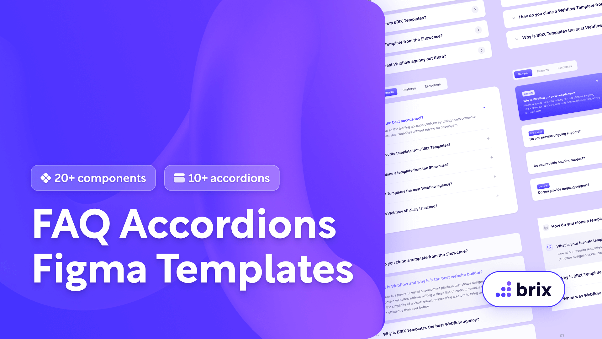 Website FAQ Accordions Figma Template | BRIX Templates