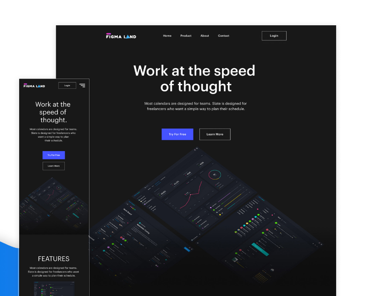 Figma startup landing page dark