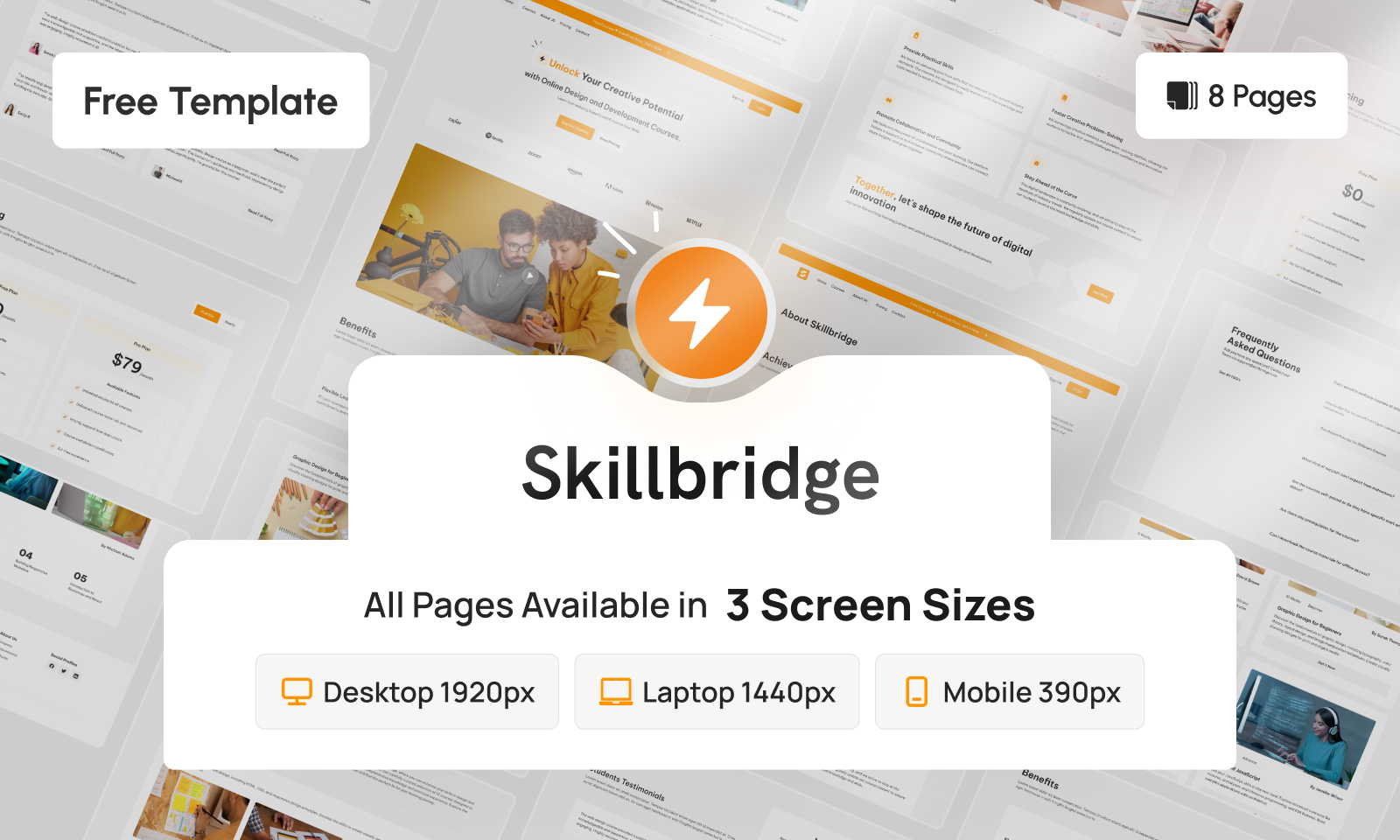 Online Course E-Learning Educational Website UI Template Design in Light Them