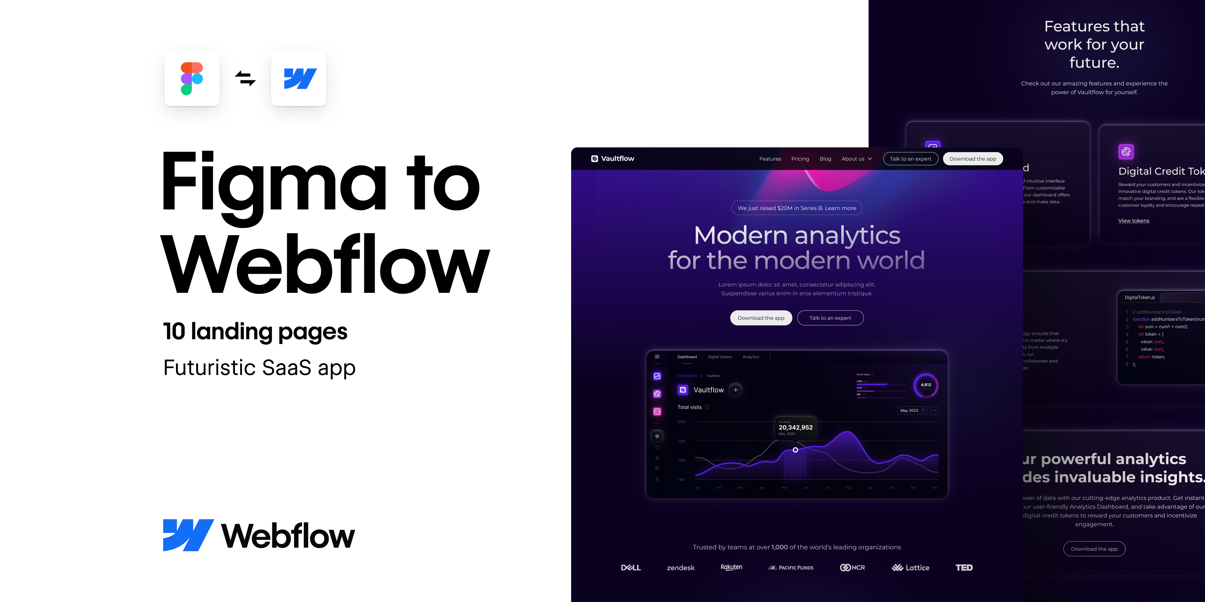 SaaS, Futuristic App — Webflow Landing Page Design