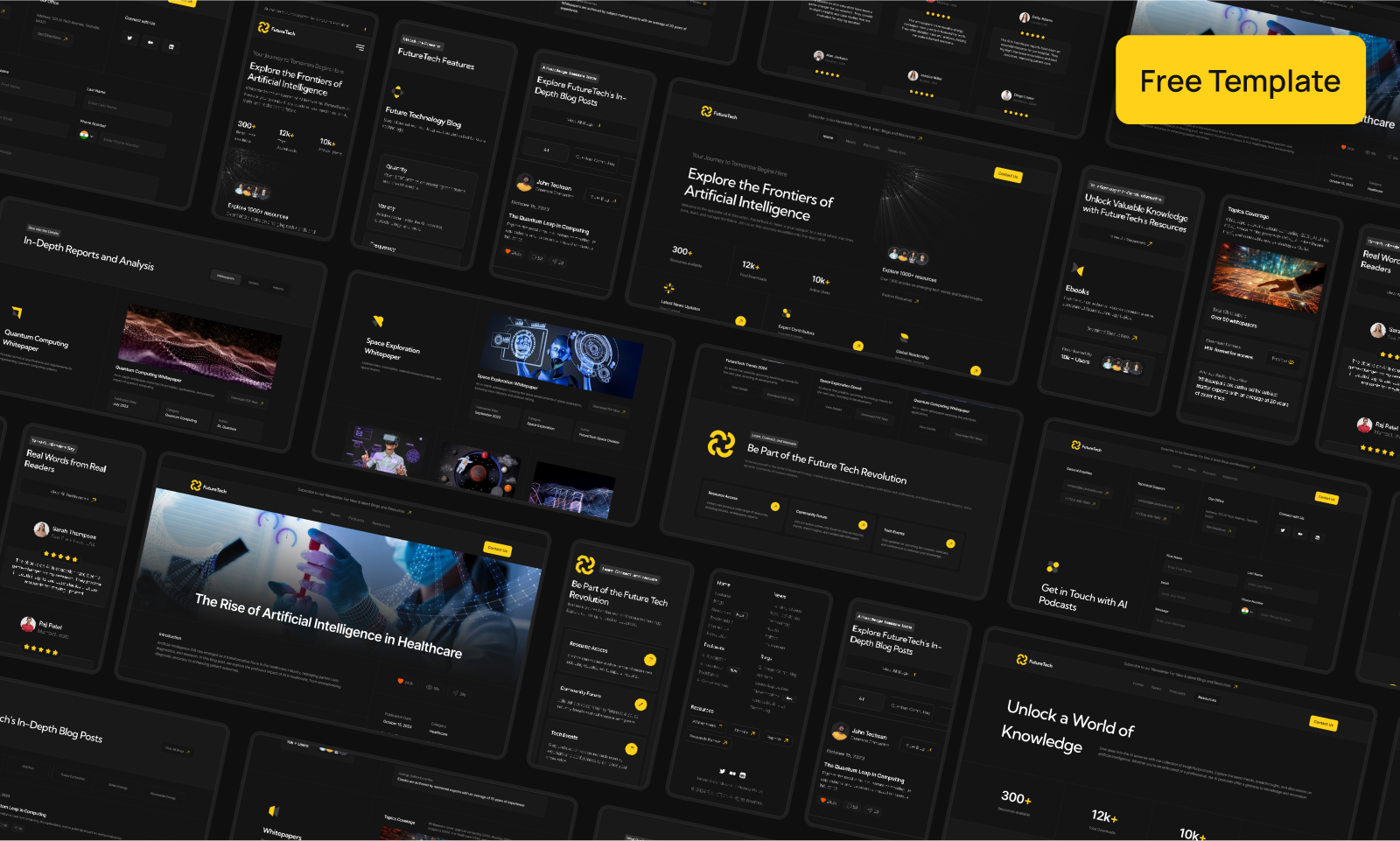 AI Blog Website UI Template - Dark Theme | Produce UI