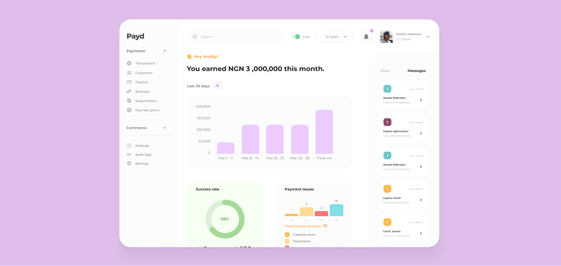 Fintech dashboard