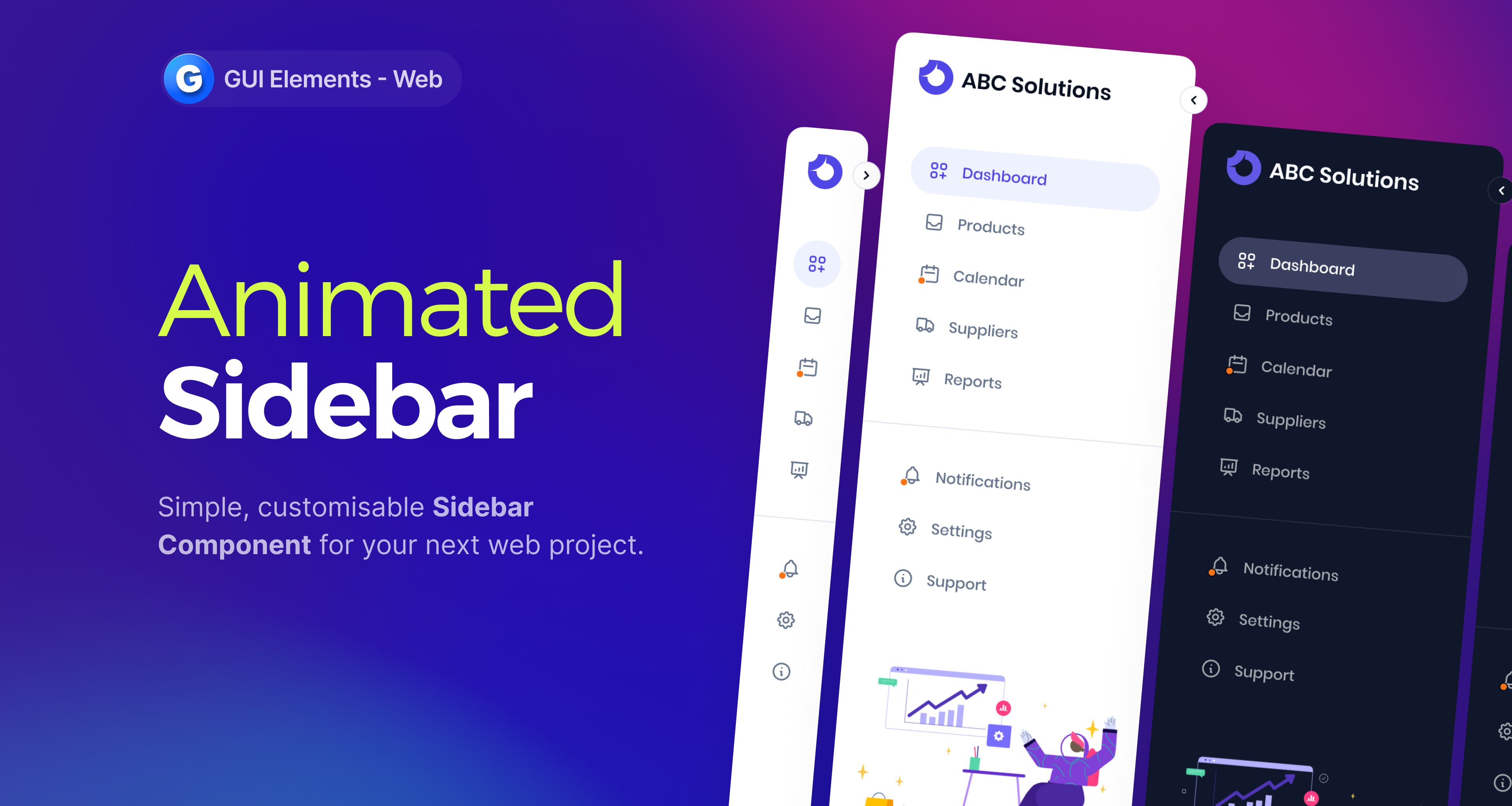 Animated Sidebar for Web Dashboards