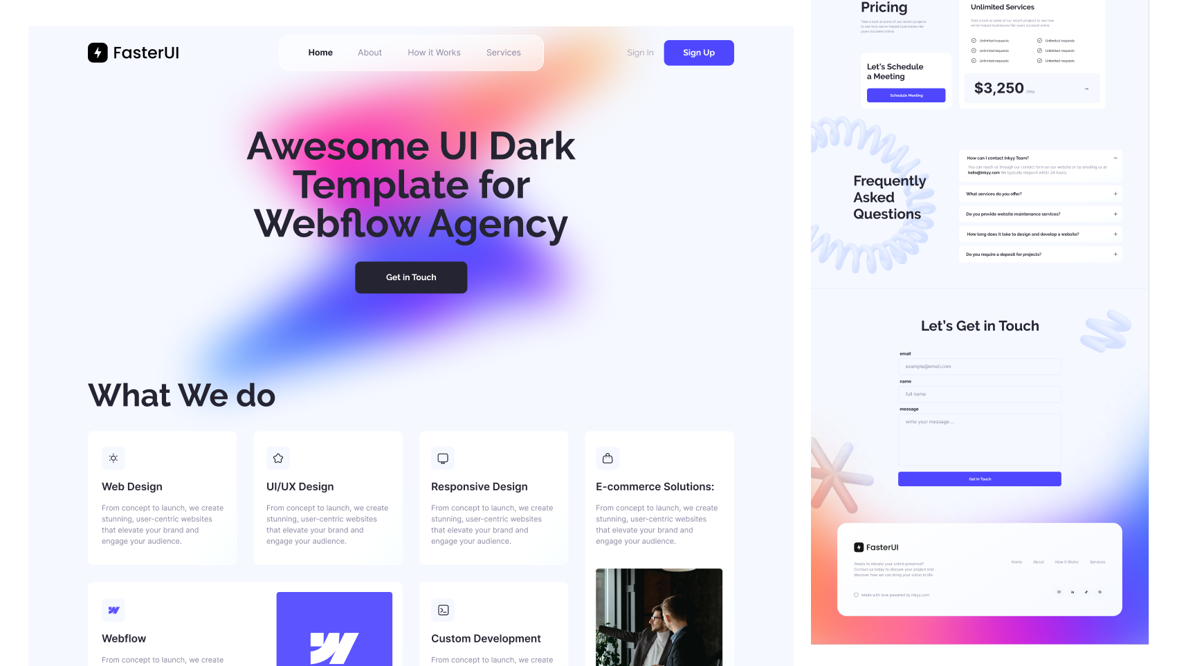 Light Webflow Agency Landingage Template by FasterUI.com