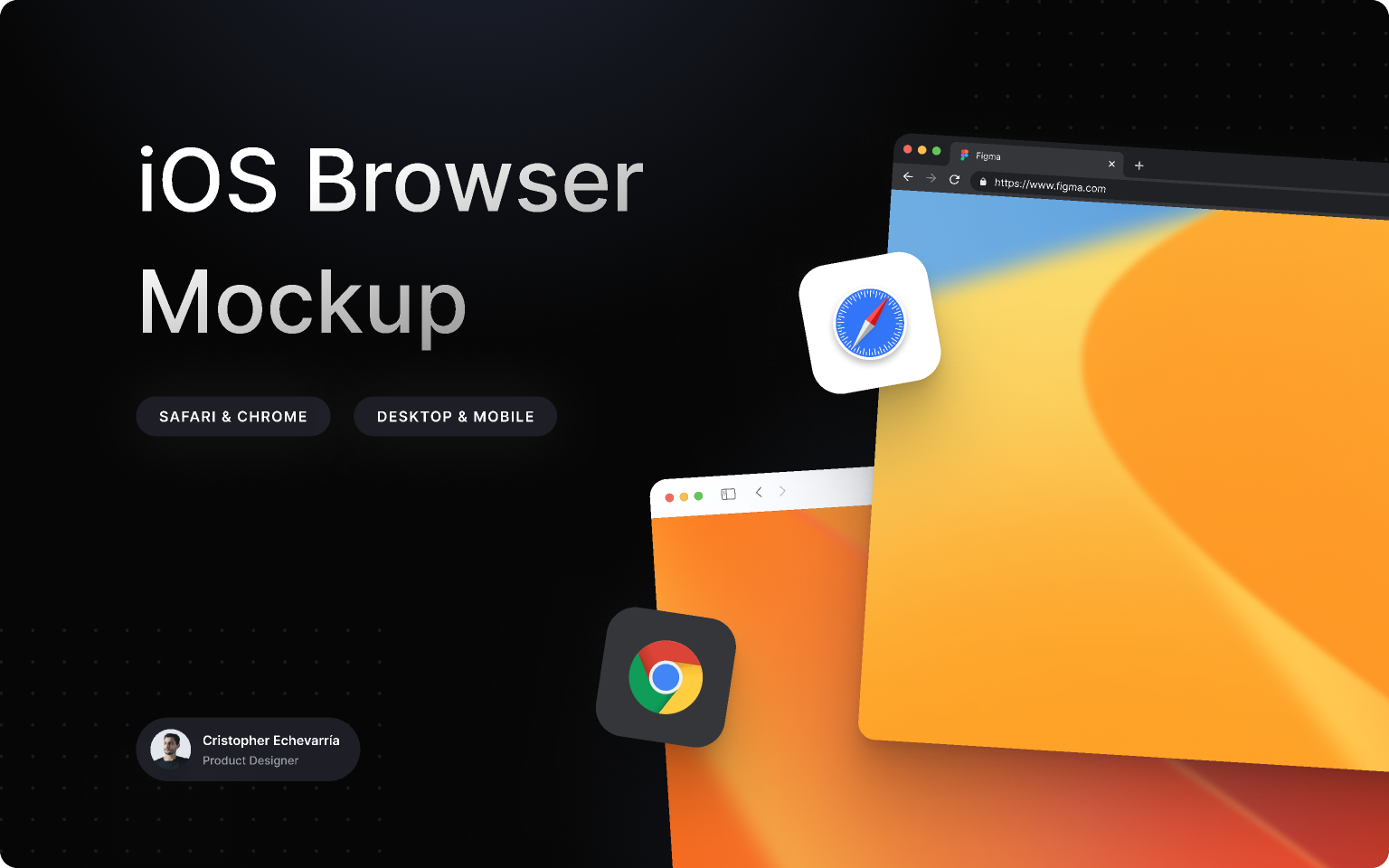 Apple iOS Browser Mockup — Safari & Chrome — Mobile & Desktop — 100% Free Editable