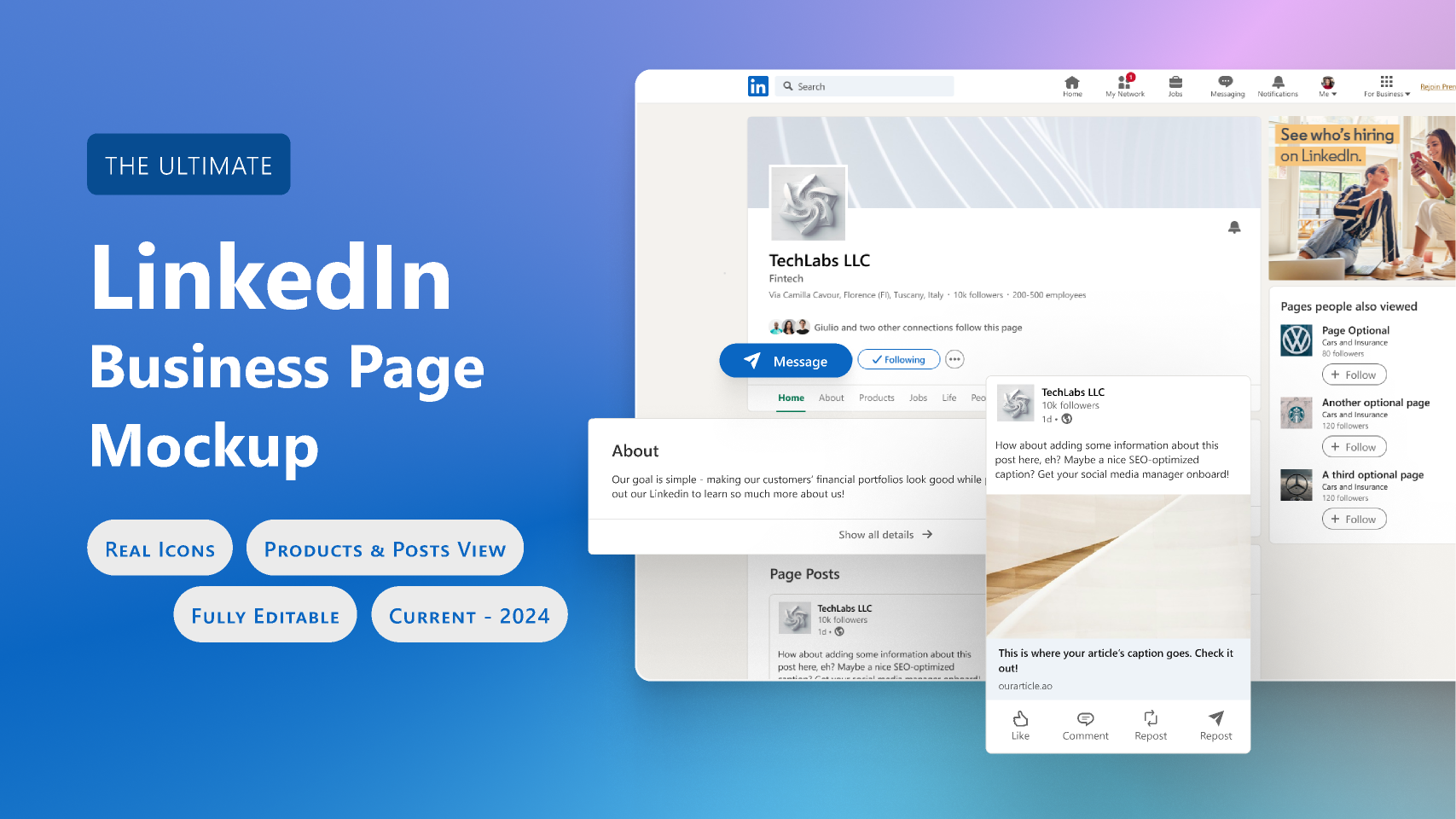 LinkedIn Business Page Mockup (2024)
