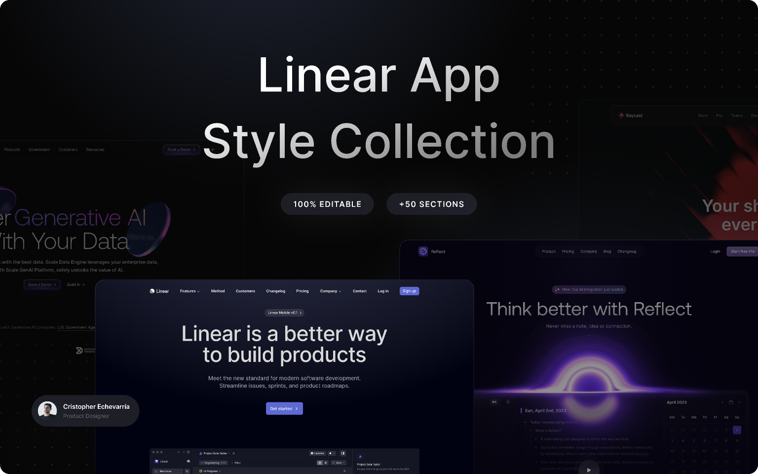 Linear App Style Landing Page Collection — +50 Sections — 100% Editable — Free!
