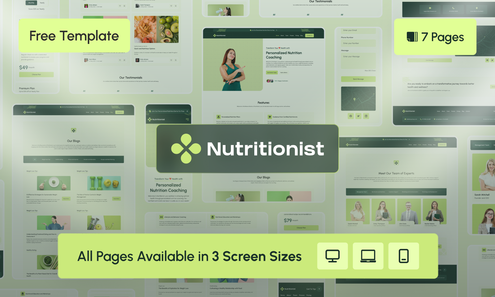 Nutritionist - Light Theme Healthy Diet Planning Website UI Design Template