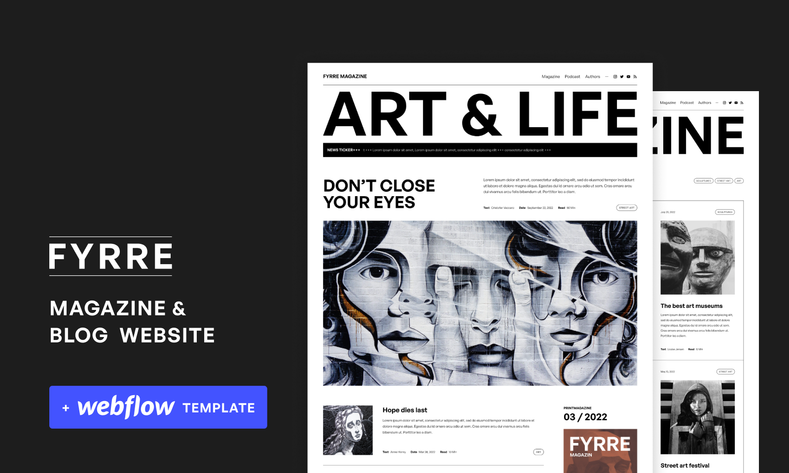 Fyrre - Magazine Website - Webflow Template