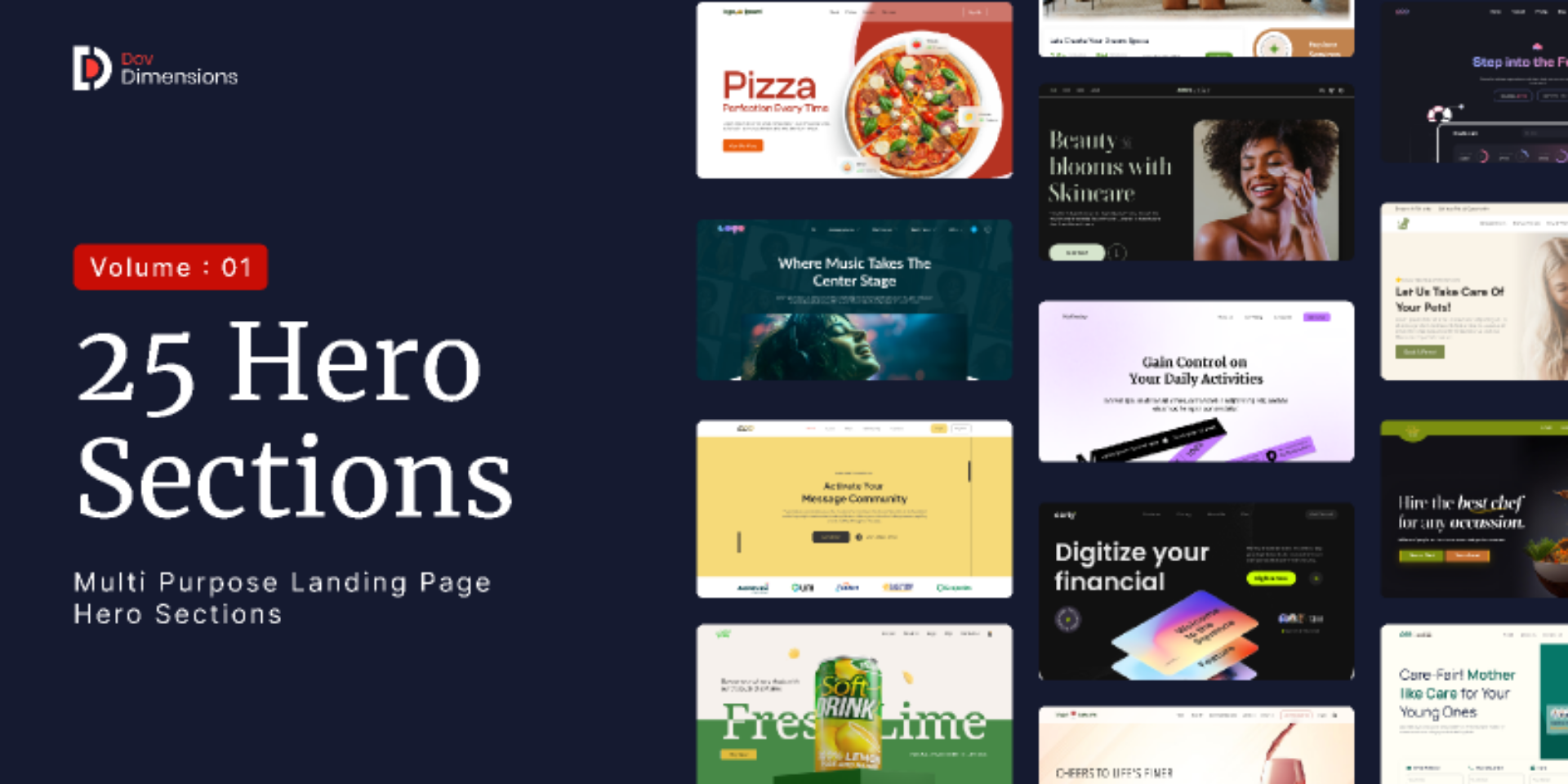 Collection of 25 hero sections - Vol 01