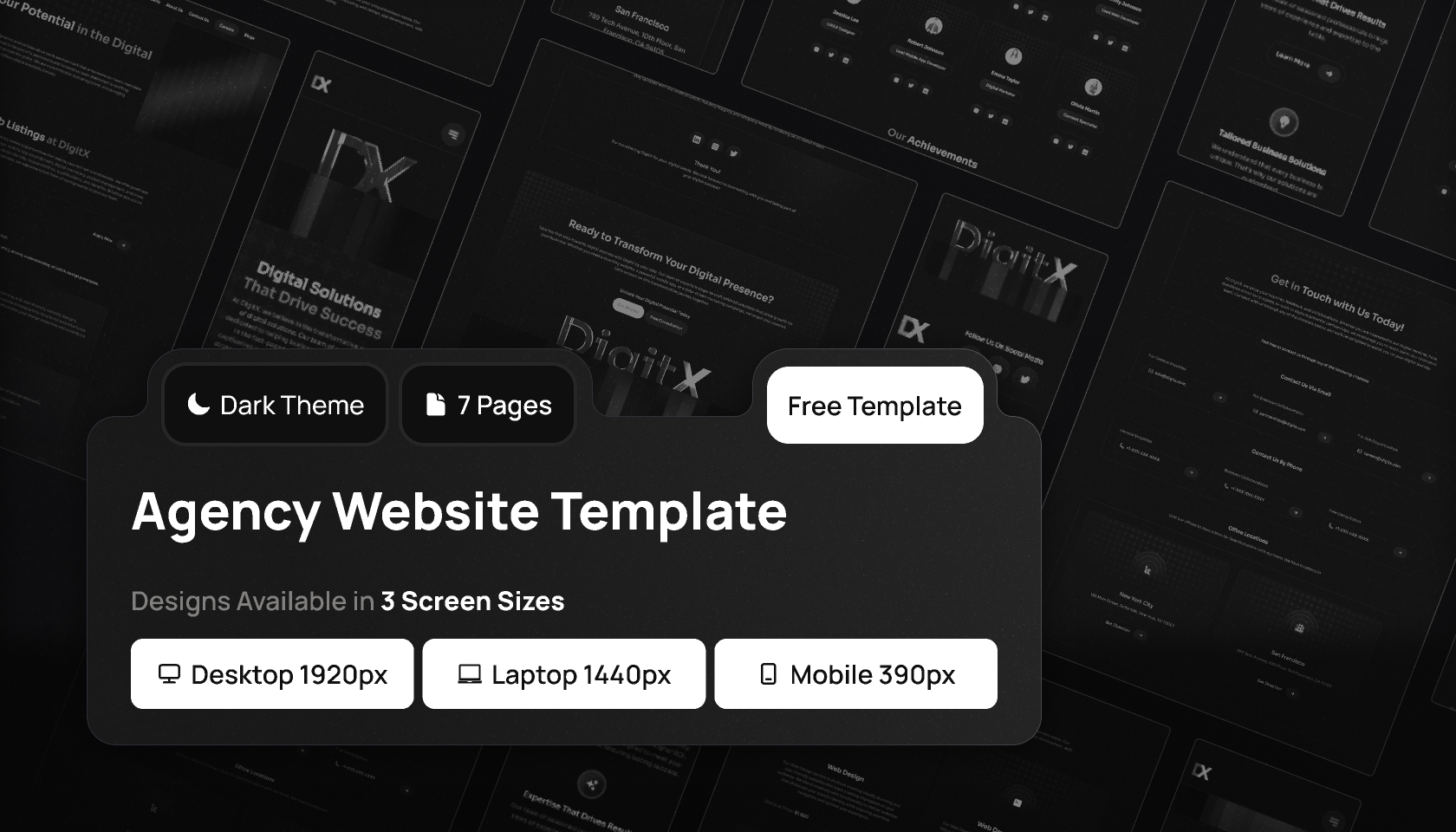 Digital Agency Portfolio Website UI Template - Dark Theme | Produce UI