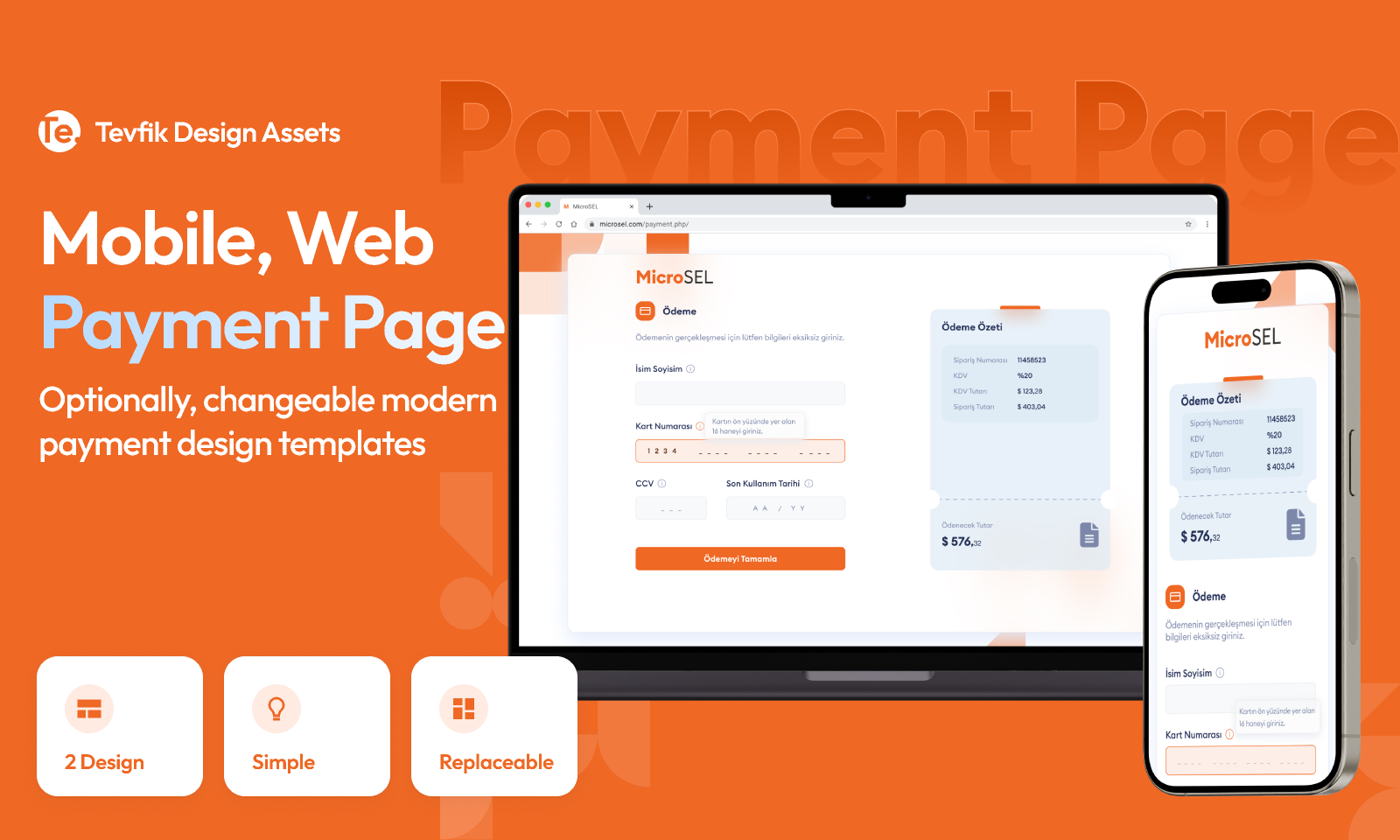 Mobile and Web Desktop Payment Page, Payment Template, Mobile Payment