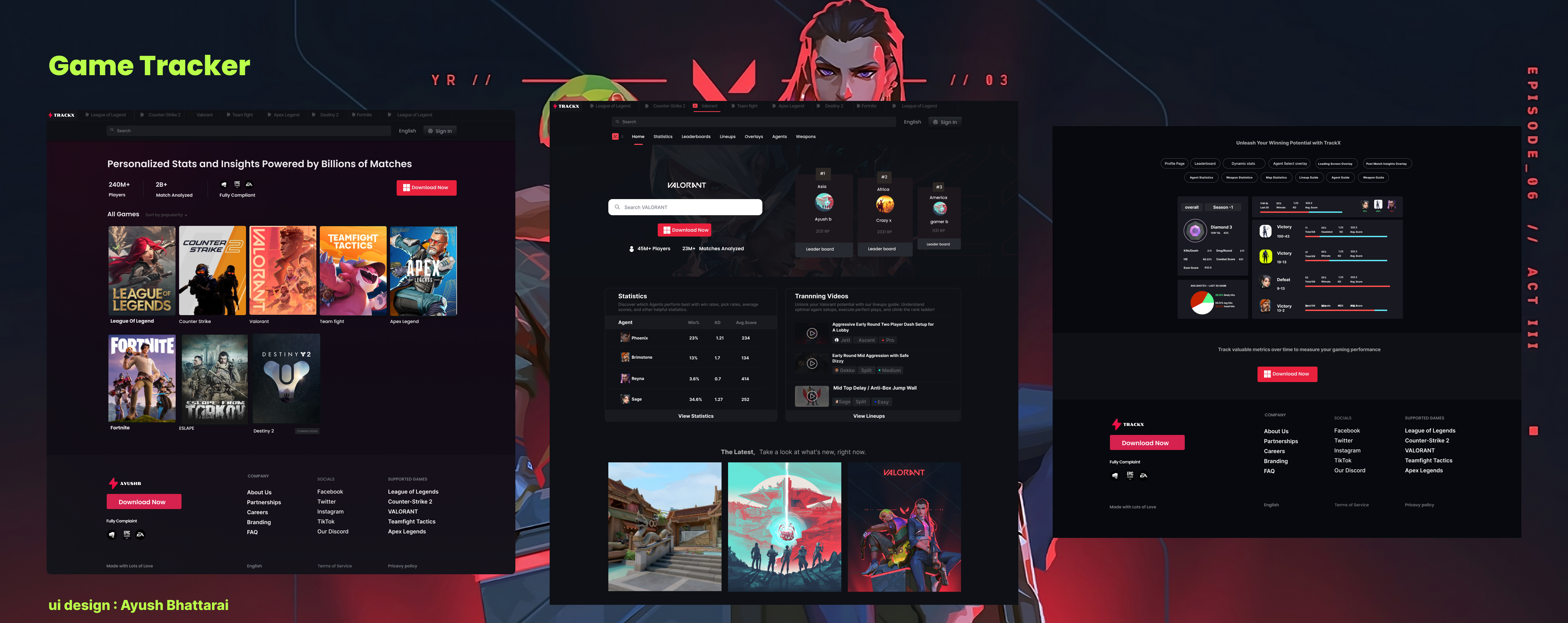Ui Ux design || Game website || Game Tracje