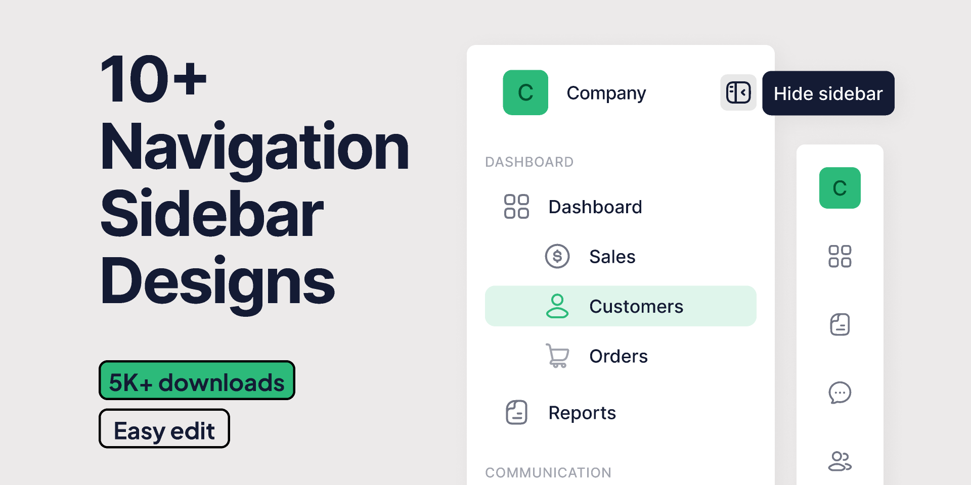 Sidebar Navigation Dashboard