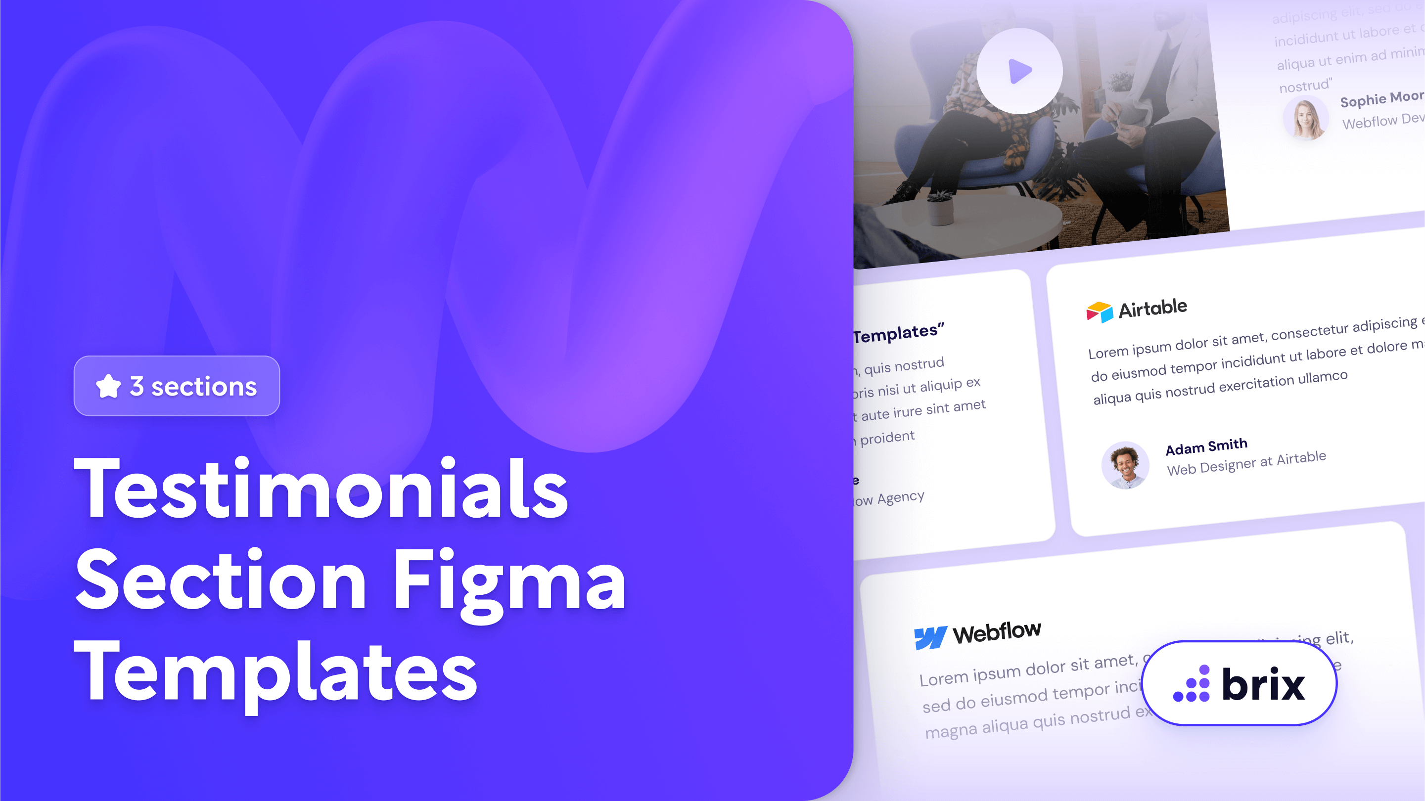 3 Website Testimonial Cards | BRIX Templates