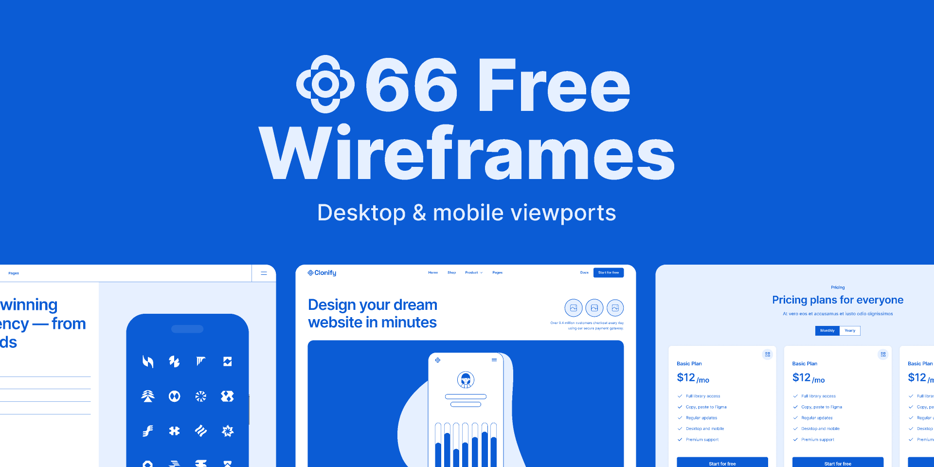 66 Free Wireframes (Desktop & Mobile)