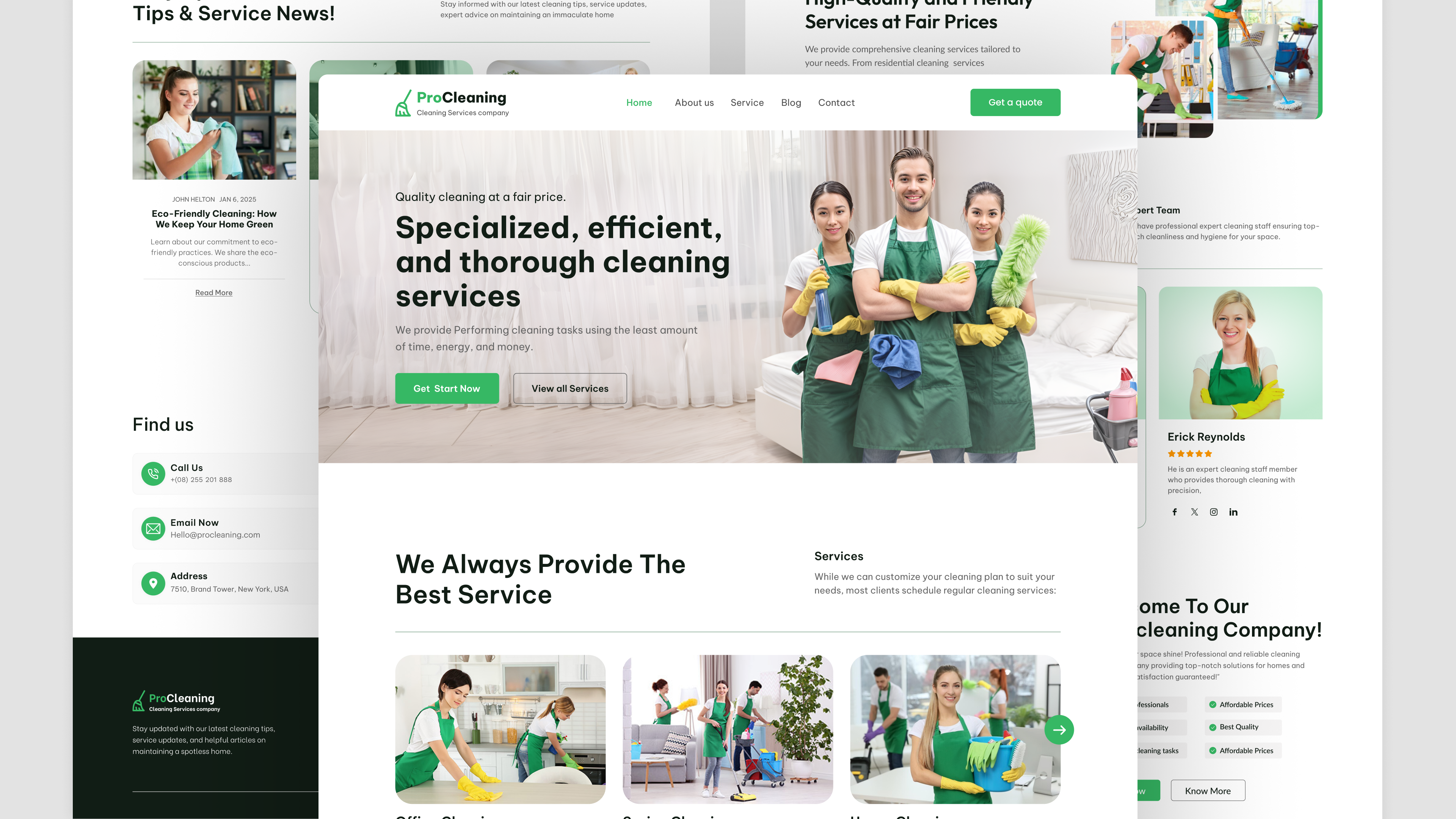 Cleaning services website landing page