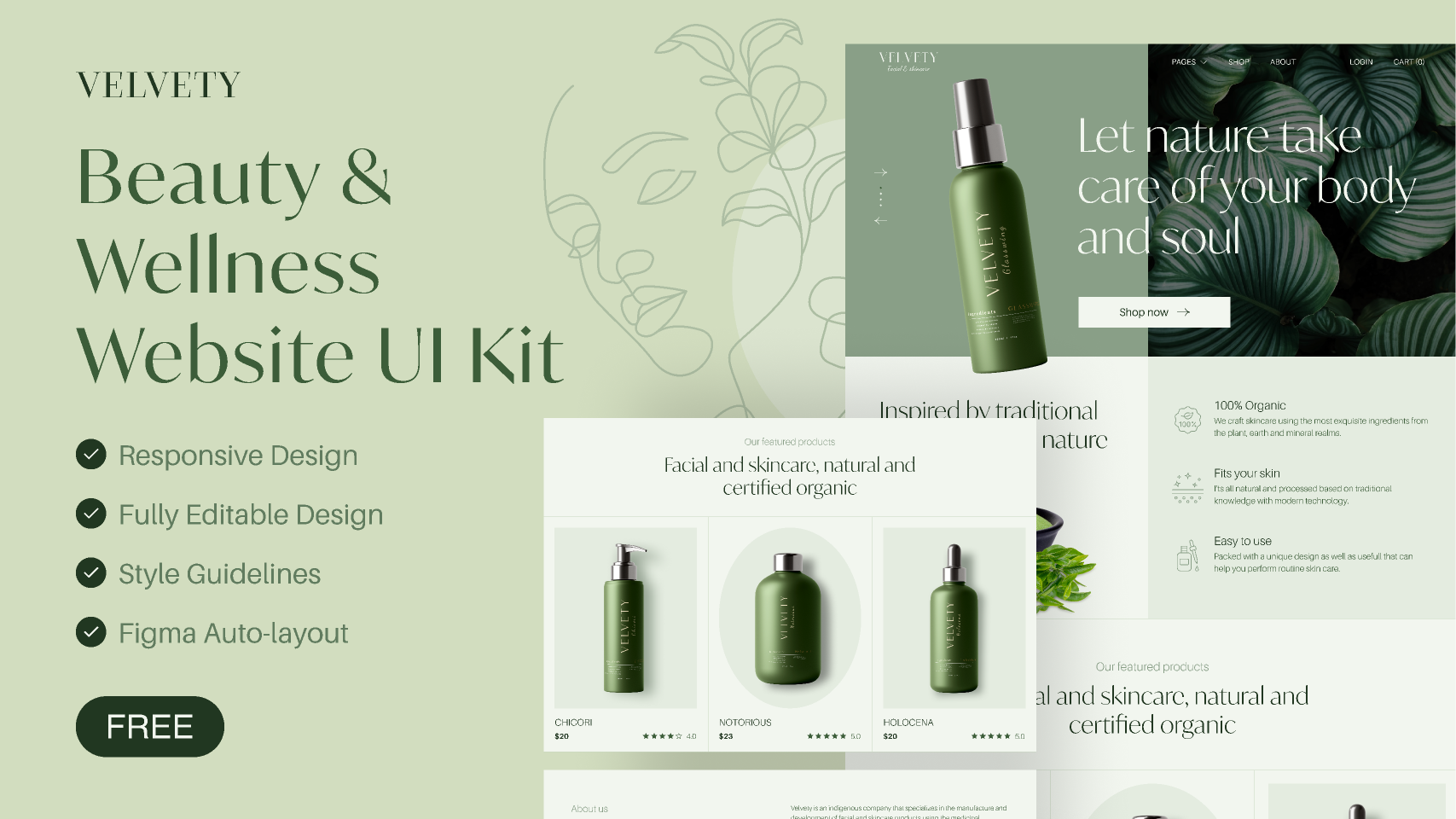 [FREE] Velvety - Beauty and Wellness website UI kit