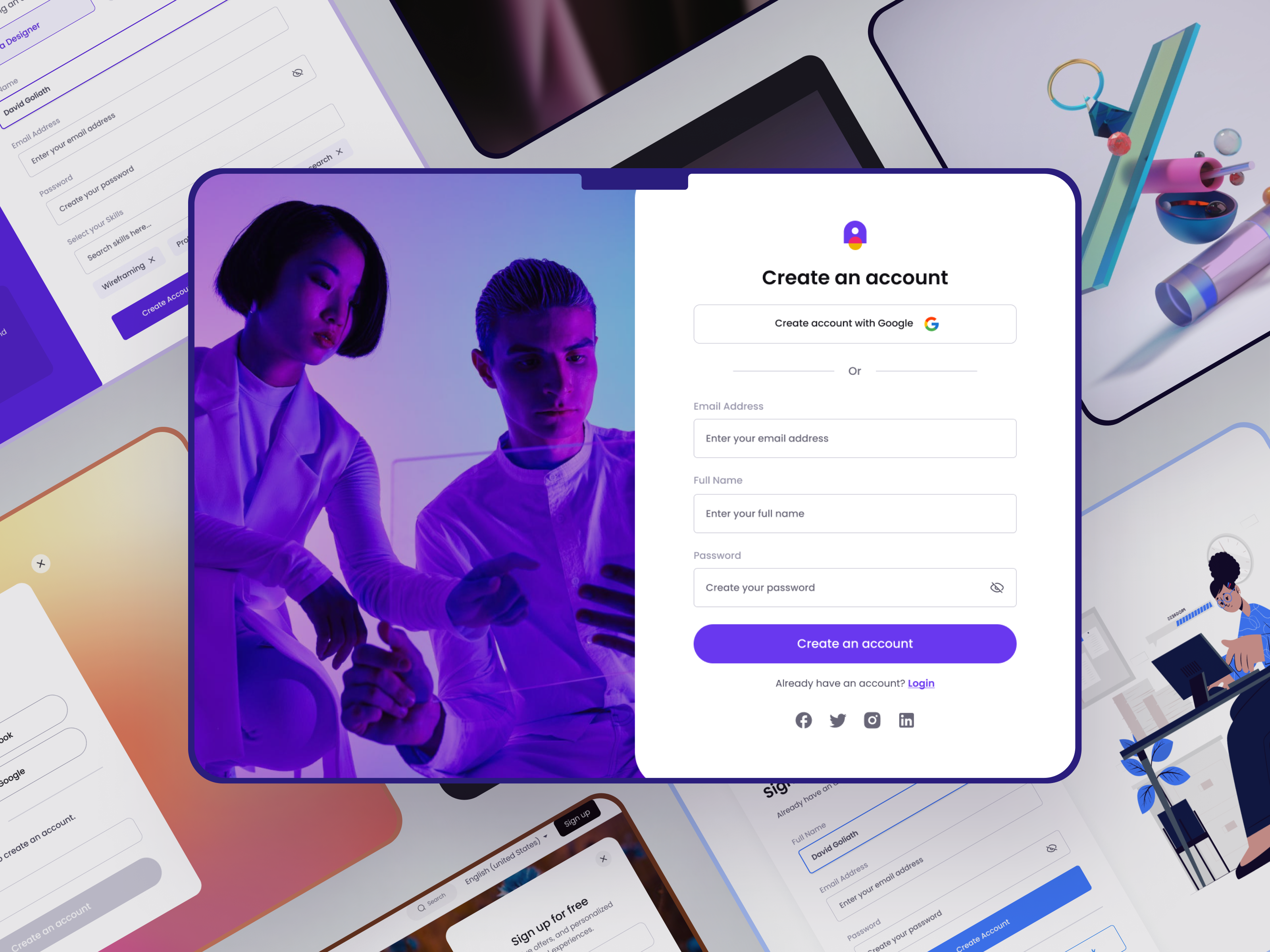 Web Login & Sign Up Design Screens