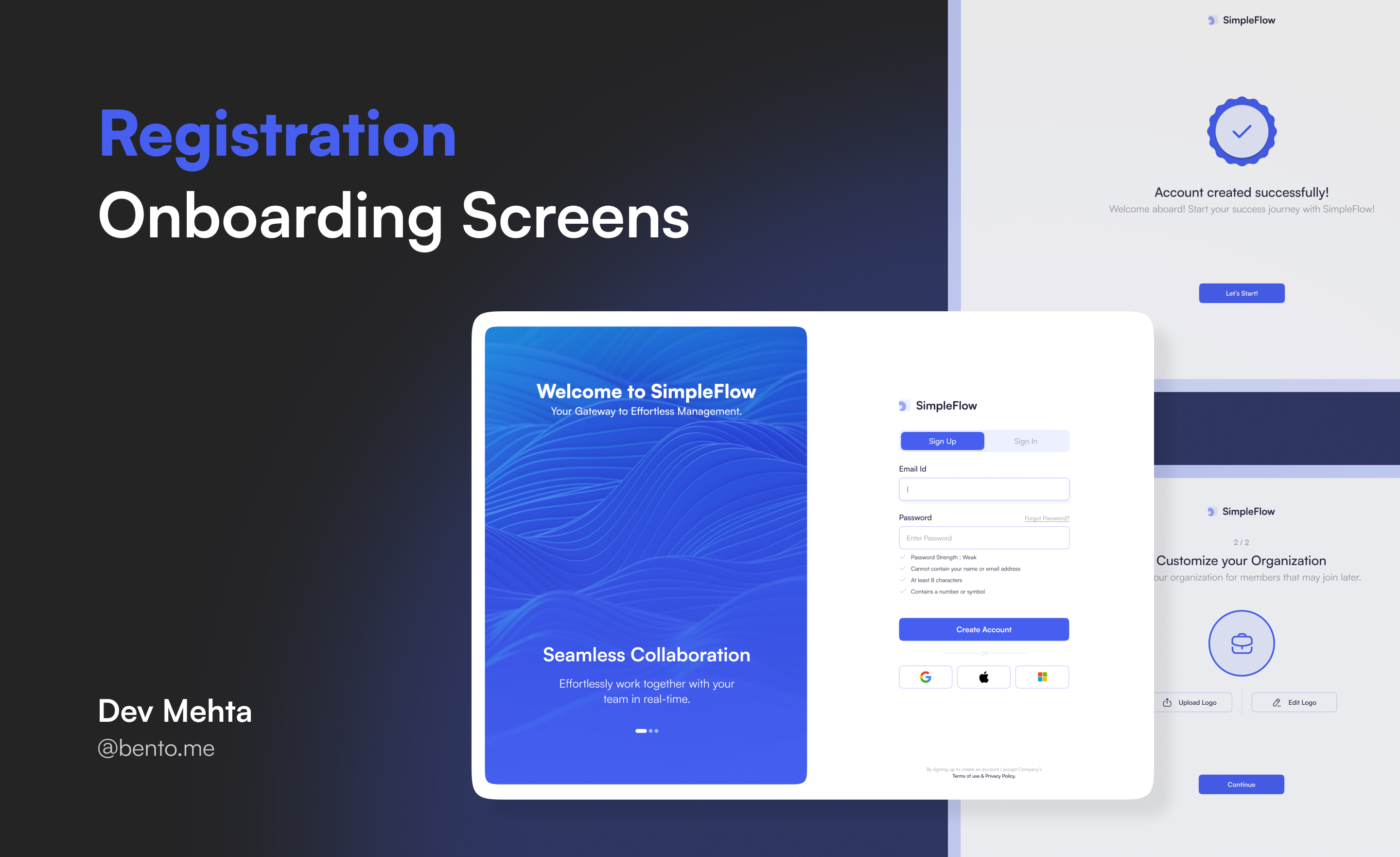 Onboarding screens (Registration)