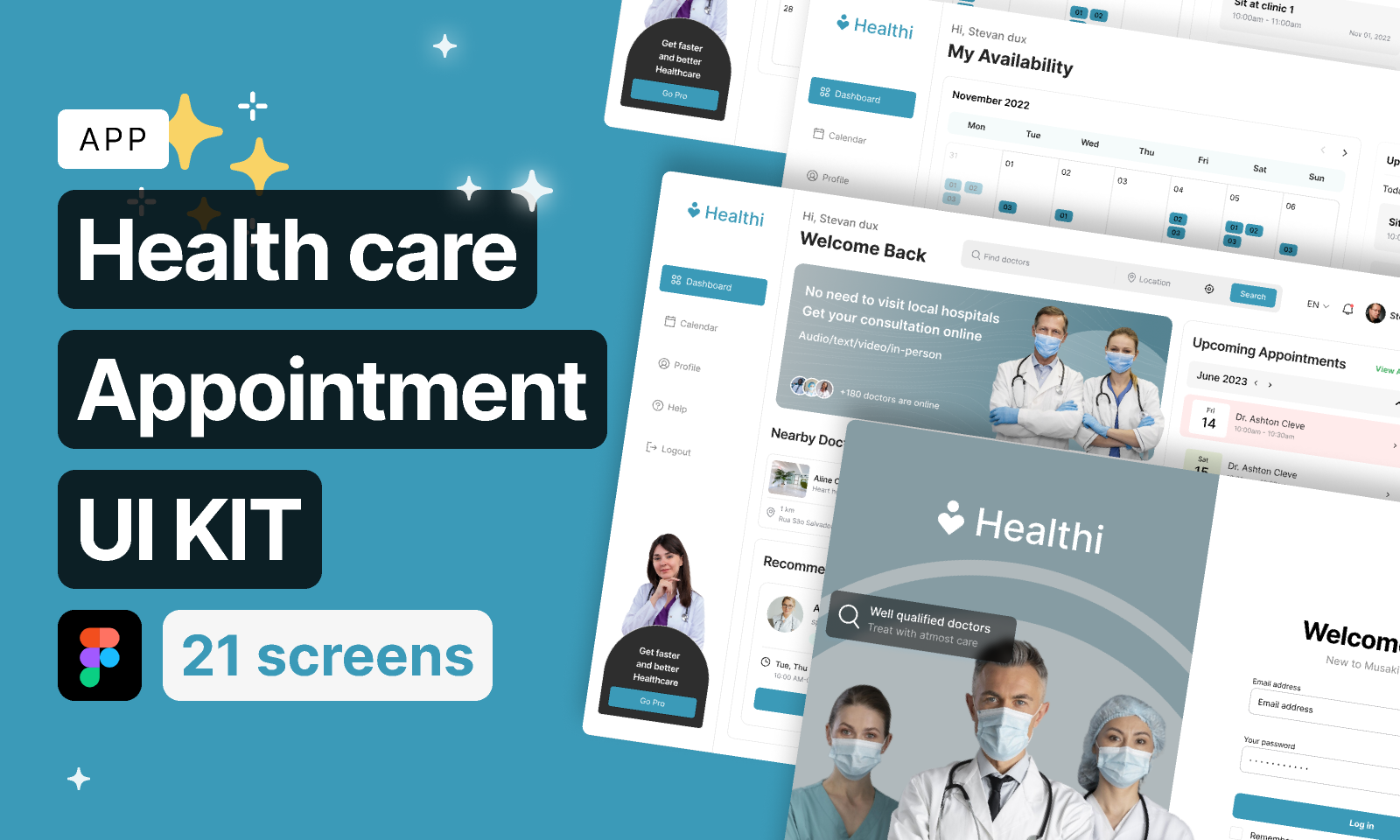 Healthcare appointment booking app ui kit