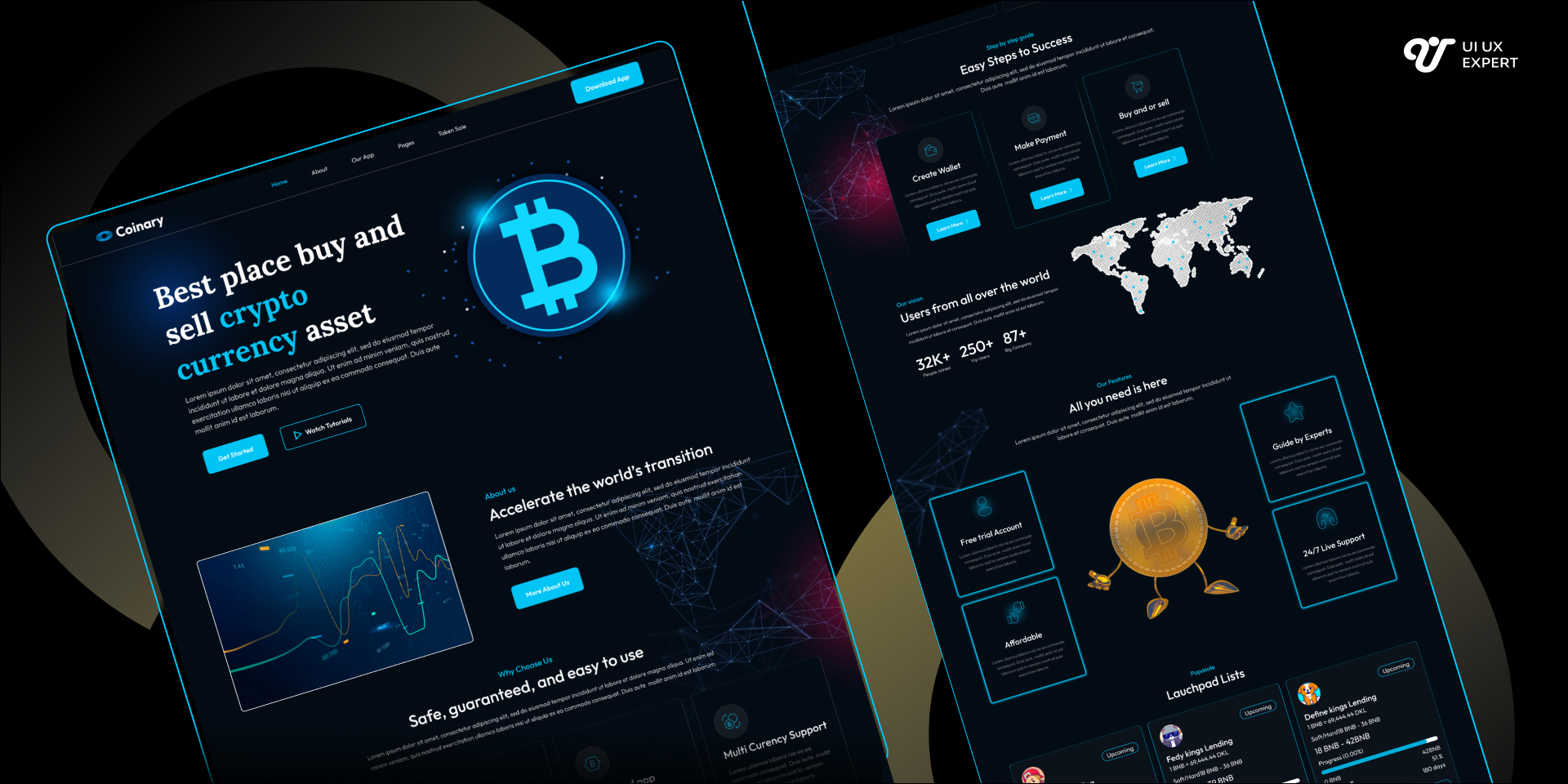 Cryptocurrency Landing Page - Dark Mode
