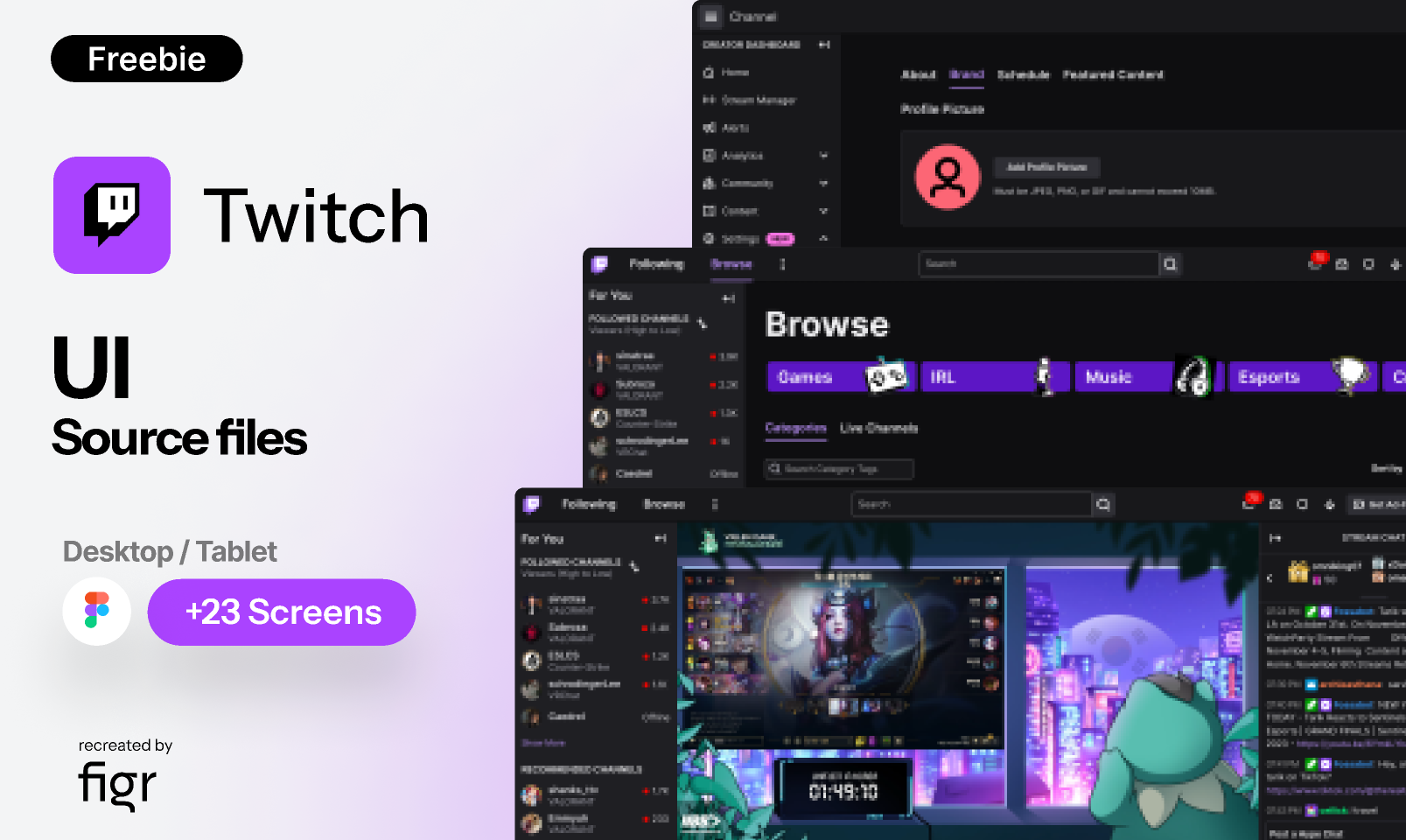 Twitch UI - Free UI Kit (Recreated)