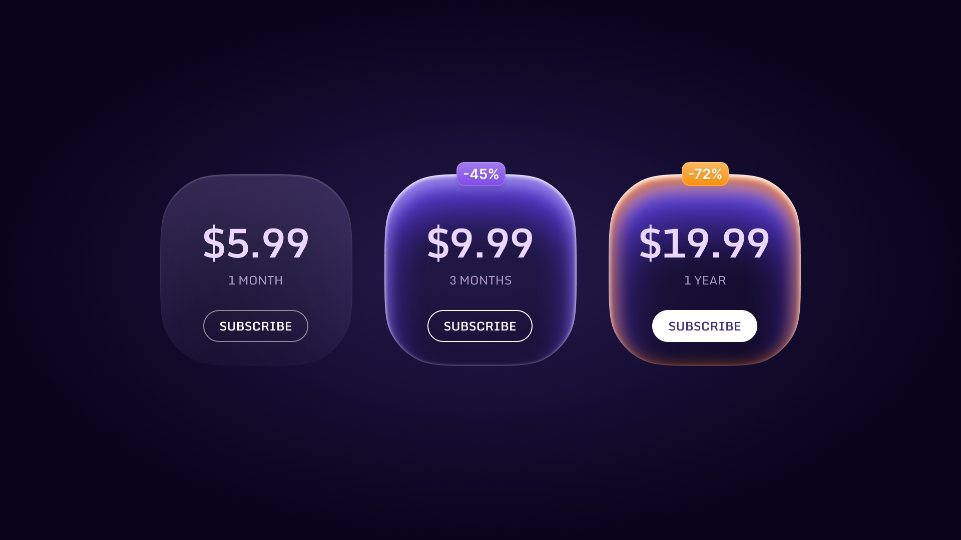 Glowing glassy cards