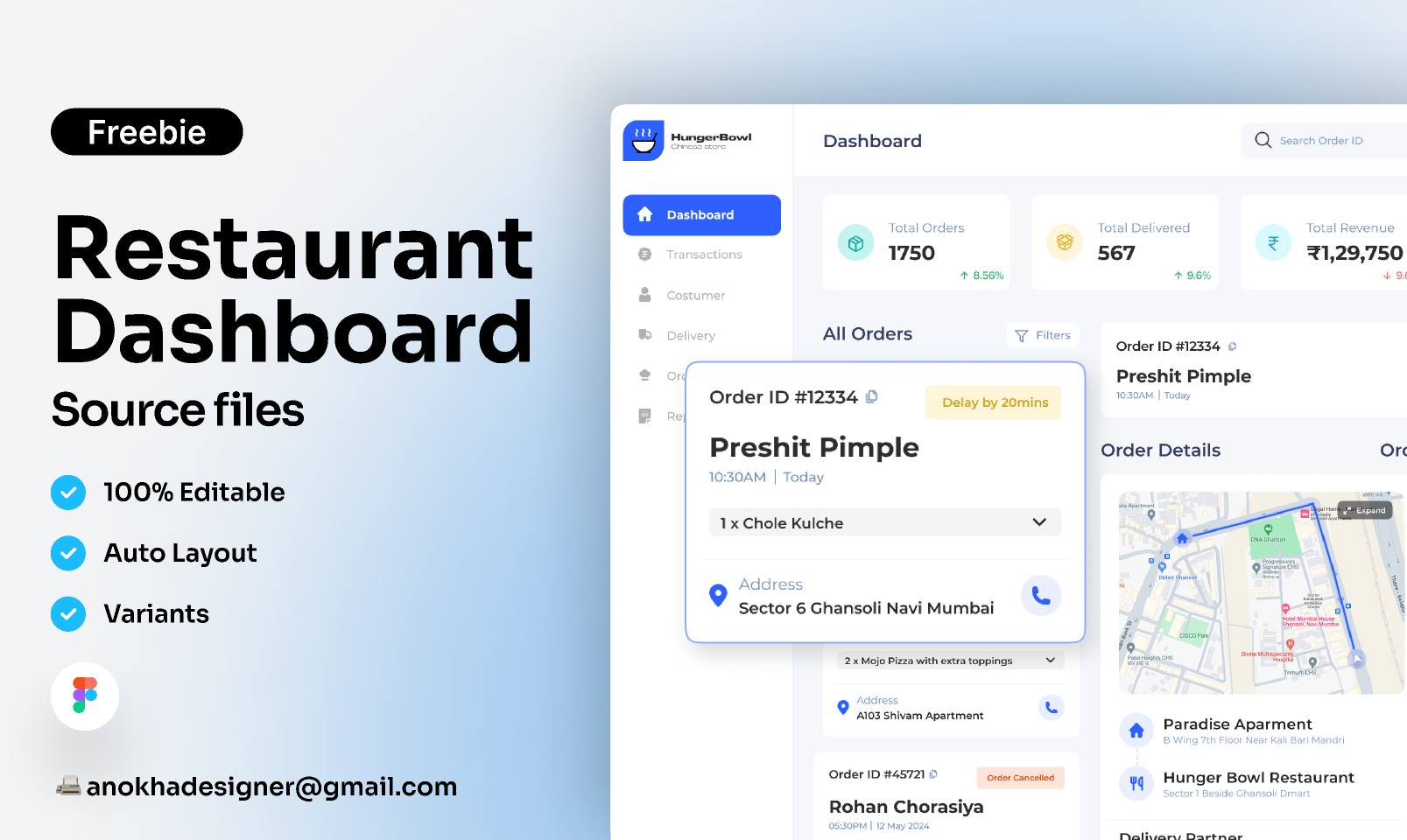 Free - Restaurant Management Dashboard