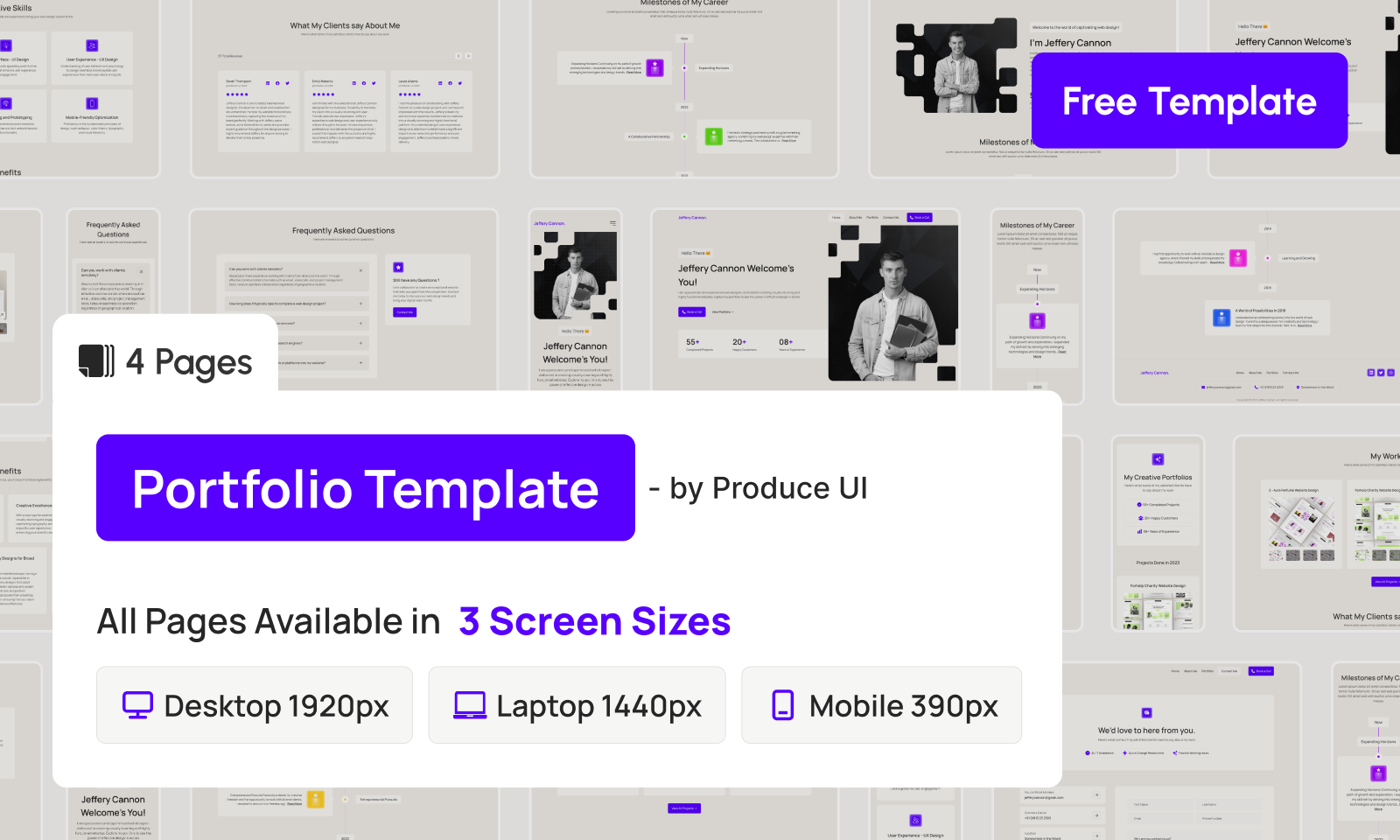 Portfolio Website UI Template Design in Light Theme (Beige) - FREE Editable