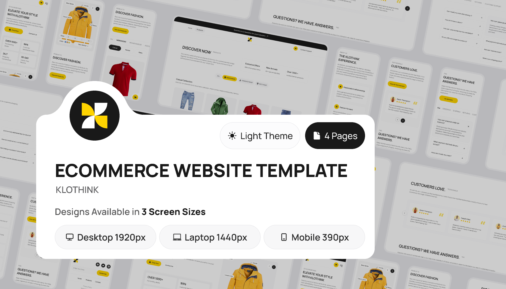 Ecommerce Website UI Template Design - Light Theme