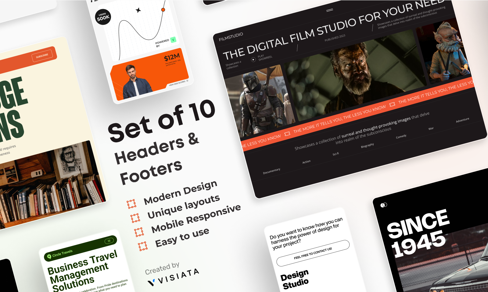 Set of 10 Header and Footer - Mobile Responsive