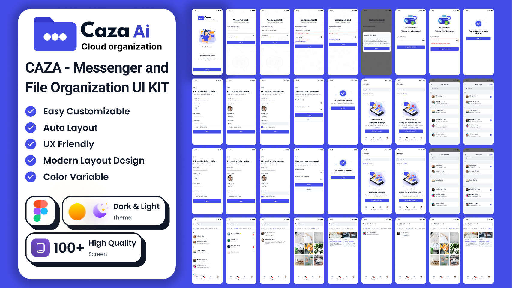 CAZA - Messenger and File Organization UI KIT 100% Free