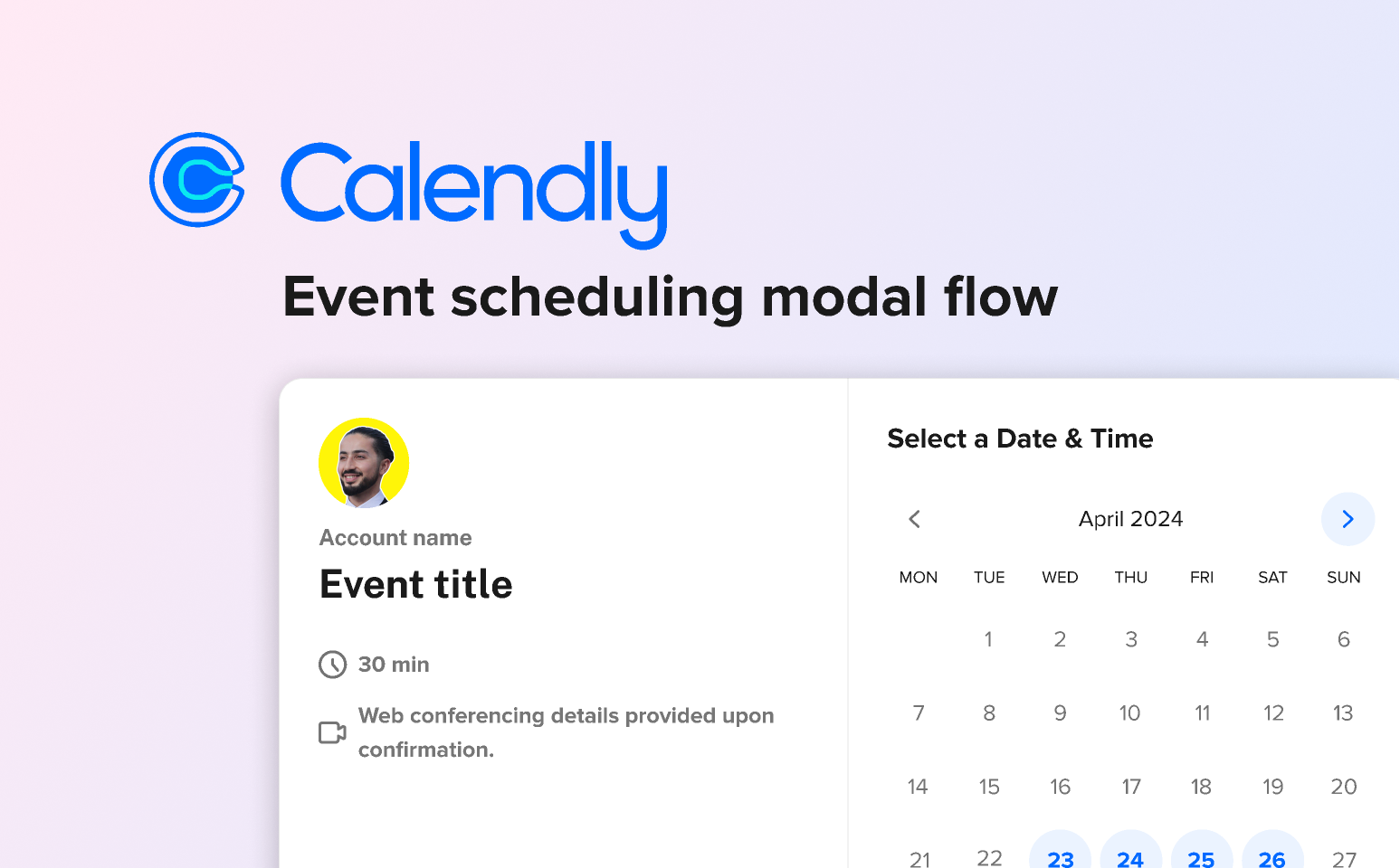 Calendly Event scheduling modal flow