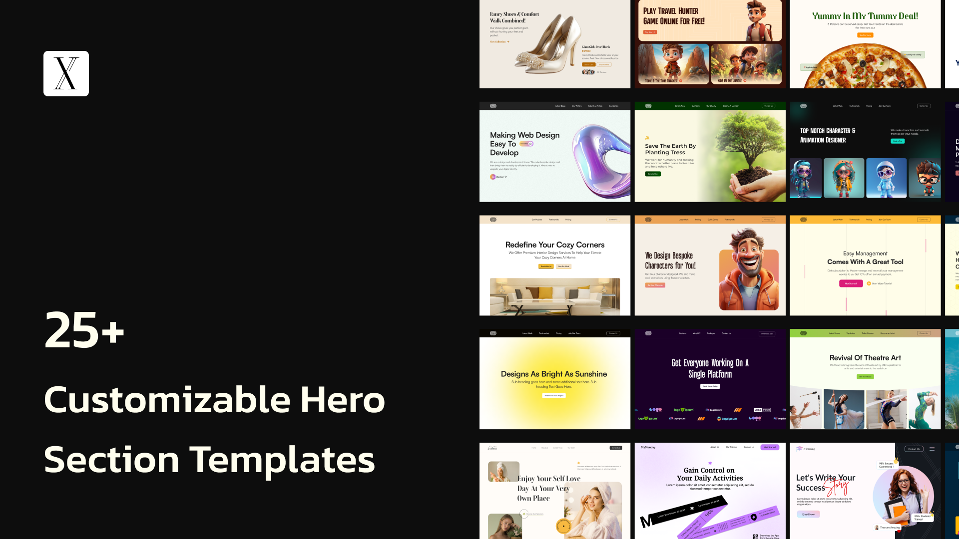 Collection of 20+ Figma Hero Section Templates