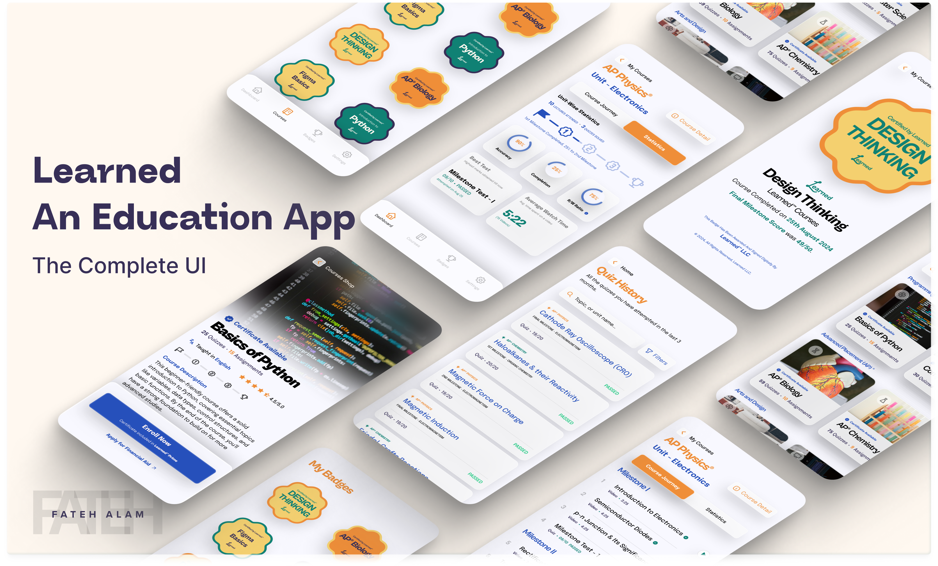 Education App UI (Variables + Light/Dark Mode)