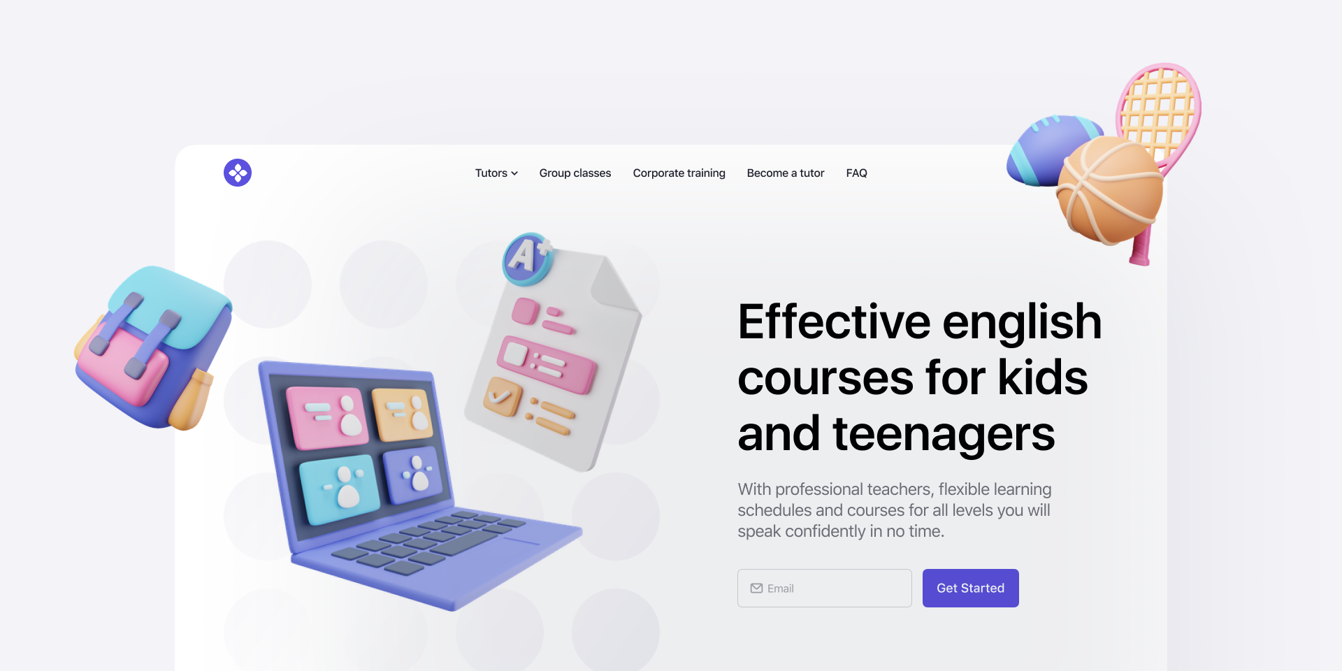 english language school website ui template