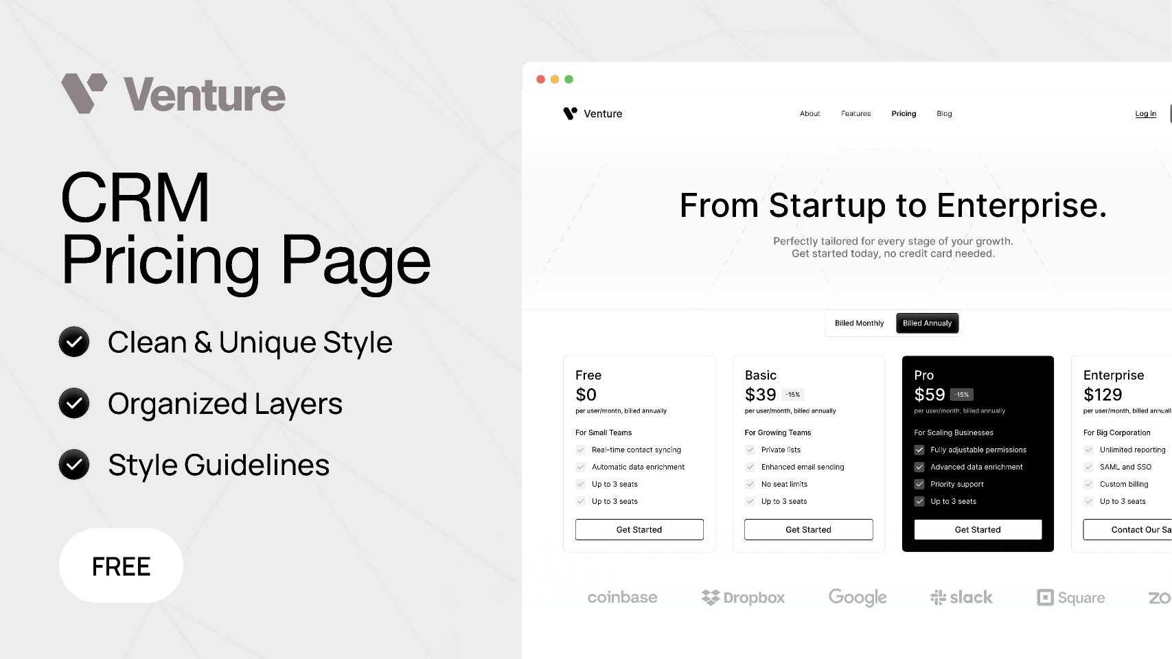 Venture - Pricing Page