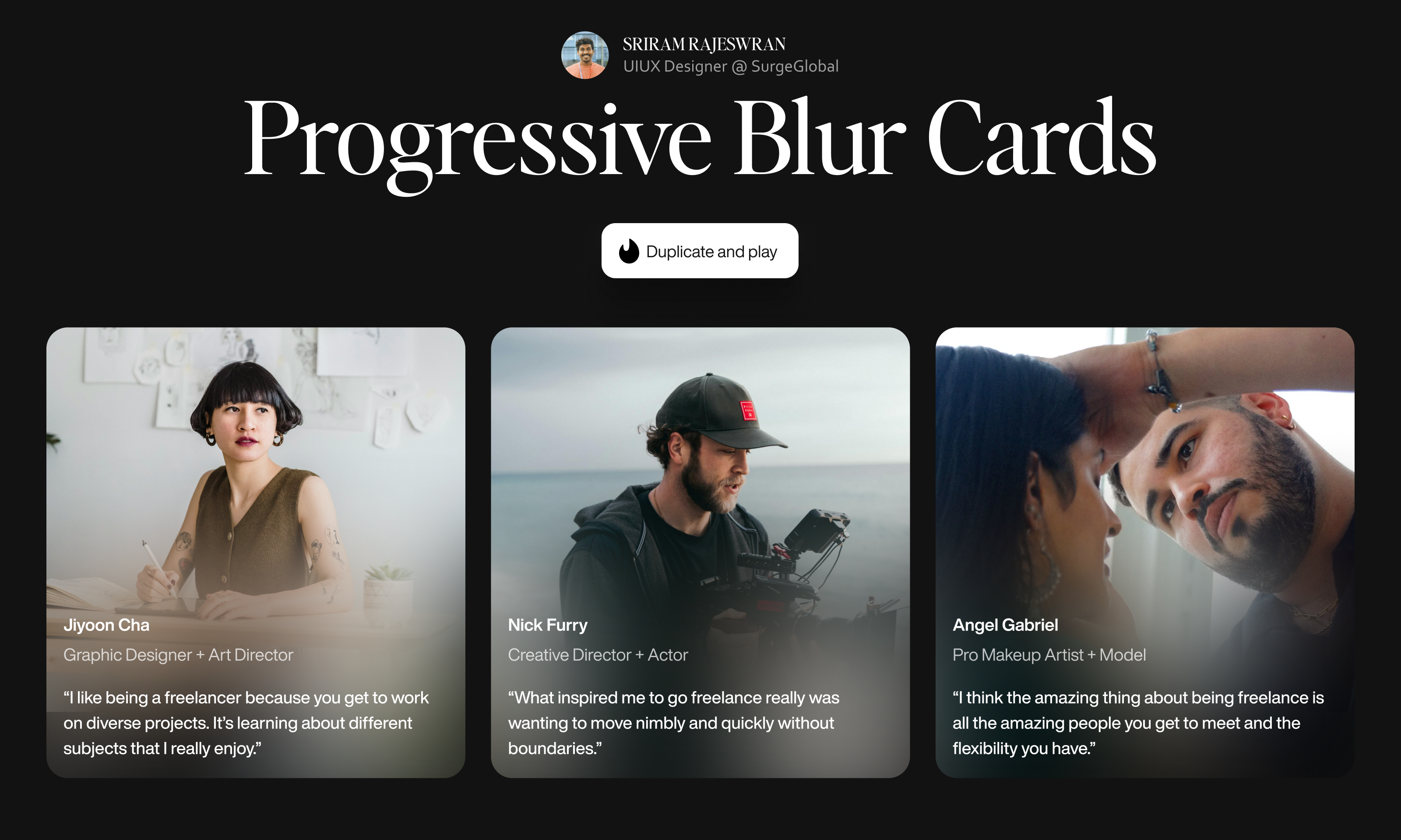 Progressive Blur Cards